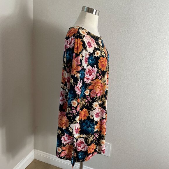 JM Collection Womens Plus XXL Floral Tunic Top 3/4 Sleeve Multicolor Stretch - Picture 2 of 10